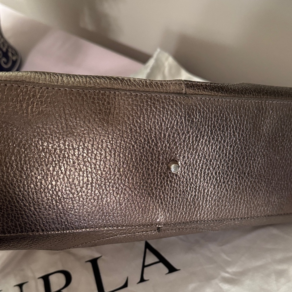 Furla Italian Luxury Shimmering Bronze Hobo Shoulder Bag - Picture 6 of 12